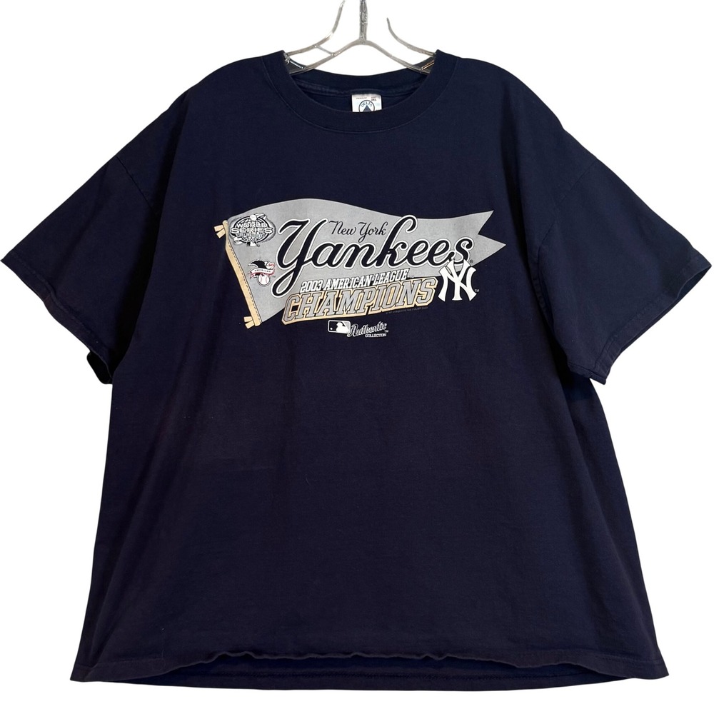 Vintage Delta New York Yankees 2003 AL Champions T-Shirt Navy Blue 2XL Mens